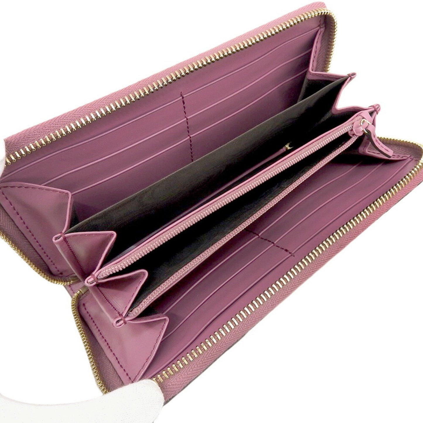 Like New Gucci Interlocking G Round Long Wallet 354487 525040 Leather Pink Gg Studs Embossed