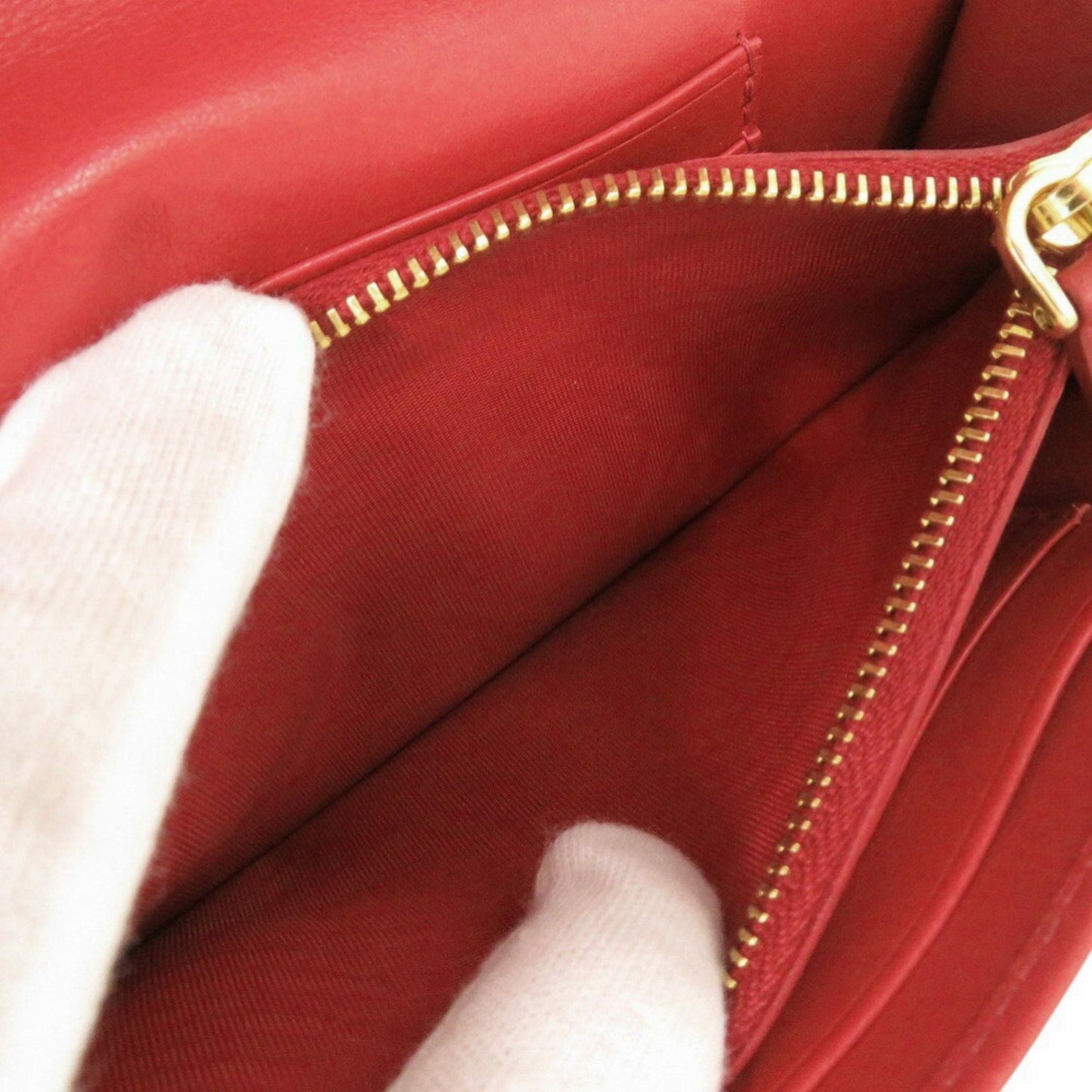 Like New Prada 1M1437 Nylon And Leather Red Shoulder Wallet
