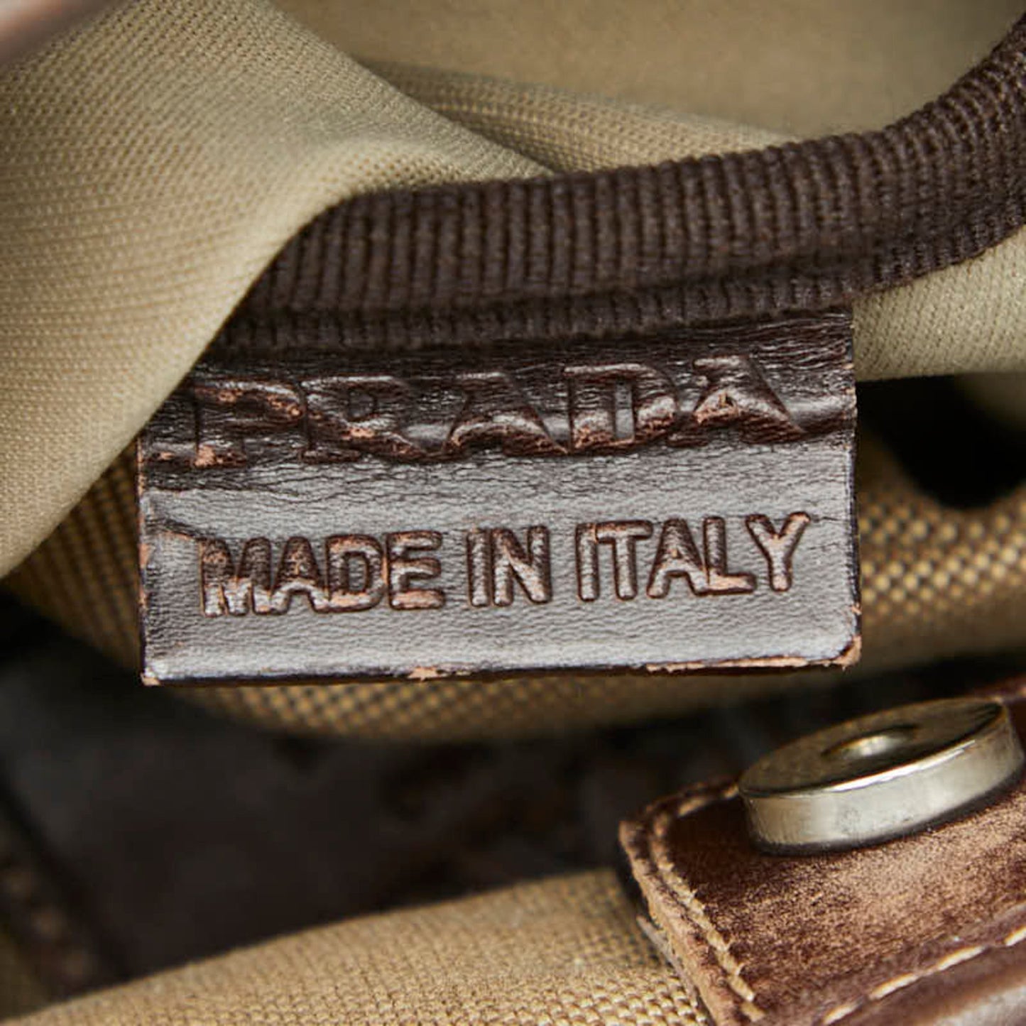 Prada Logo Jacquard Shoulder Bag Bt0551 Beige Brown Canvas Leather