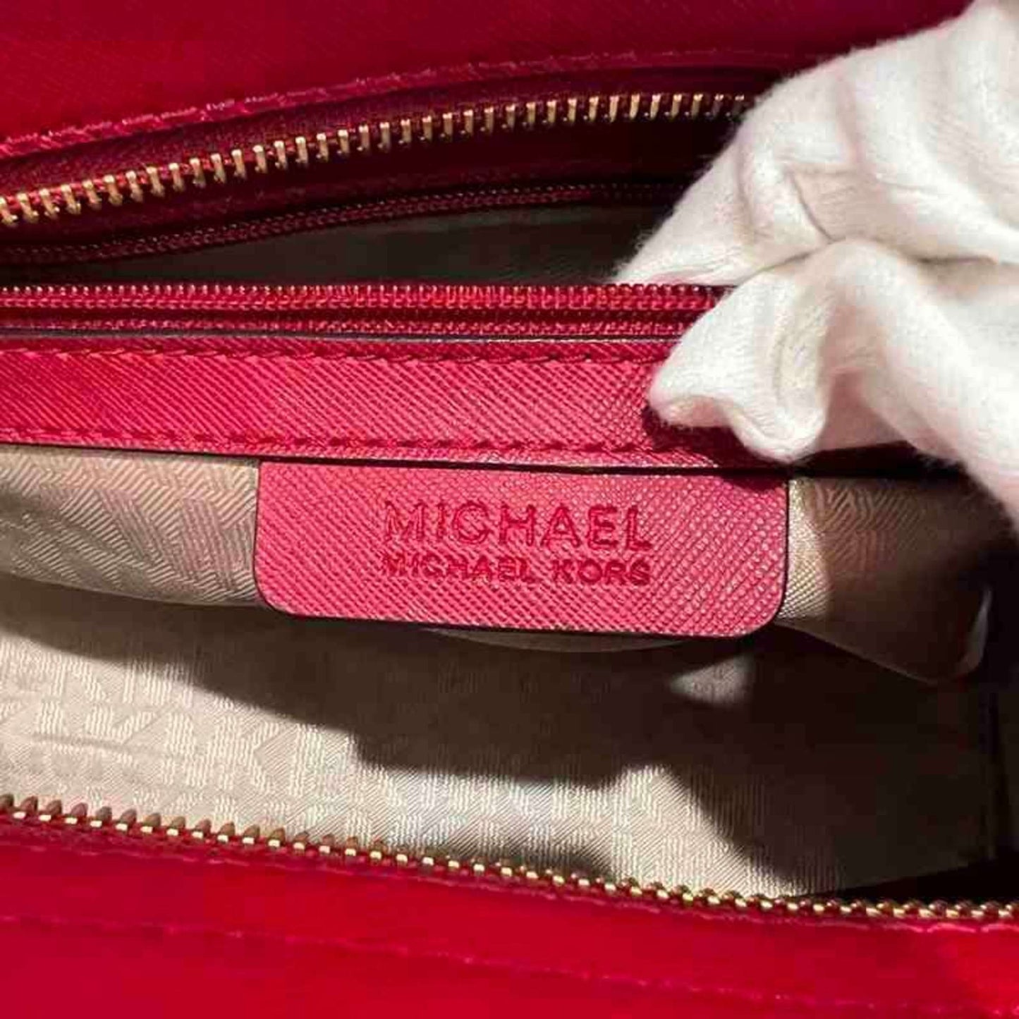 Michael Kors Michael Kors Red Bag Leather Studs Hand Shoulder Ja-23952