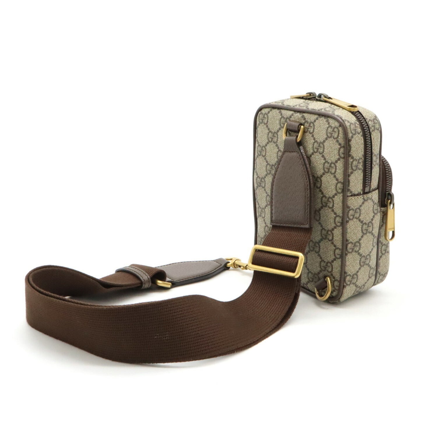 Gucci Ophidia Gg Supreme Body Bag Shoulder Sherry Line Pvc Beige Brown 752565