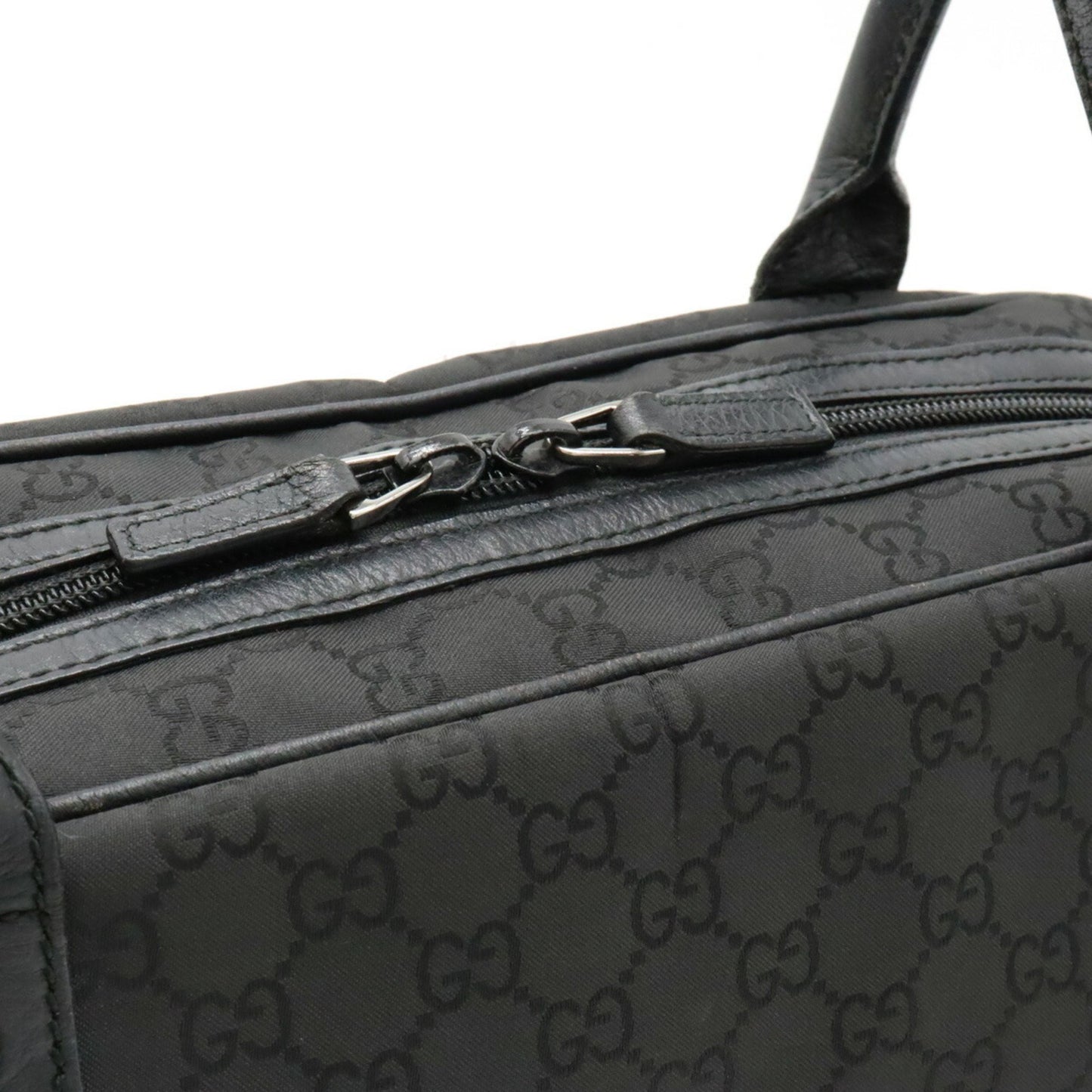 Gucci Gucci Gg Nylon Sherry Line Shoulder Bag Leather Black 293594