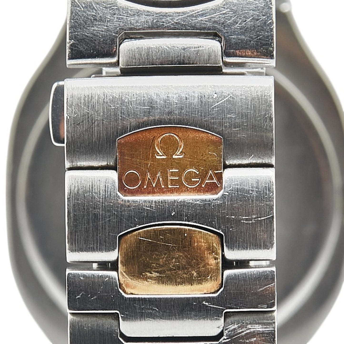 Omega Seamaster Polaris Watch Quartz Gold Dial Stainless Steel Yellow