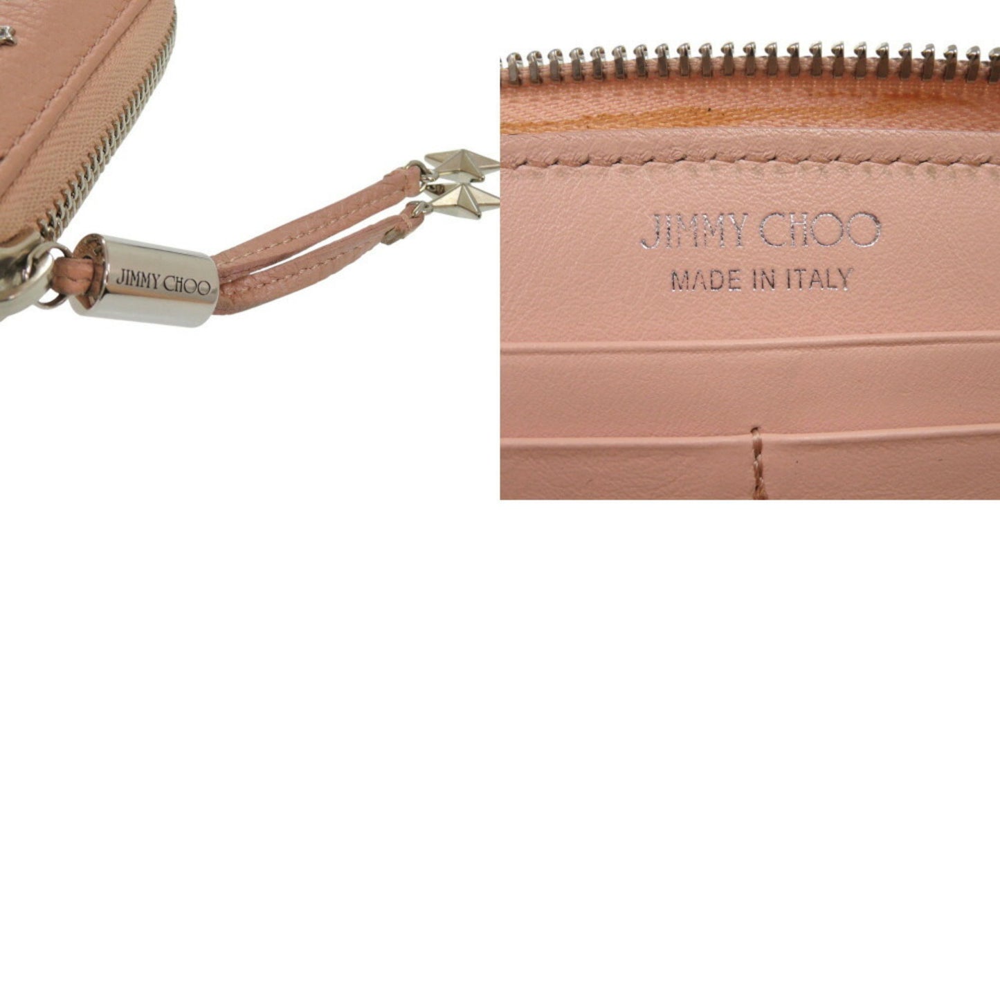 Jimmy Choo Philippa Star Stud Leather Pink Long Wallet 1689Jimmy Choo