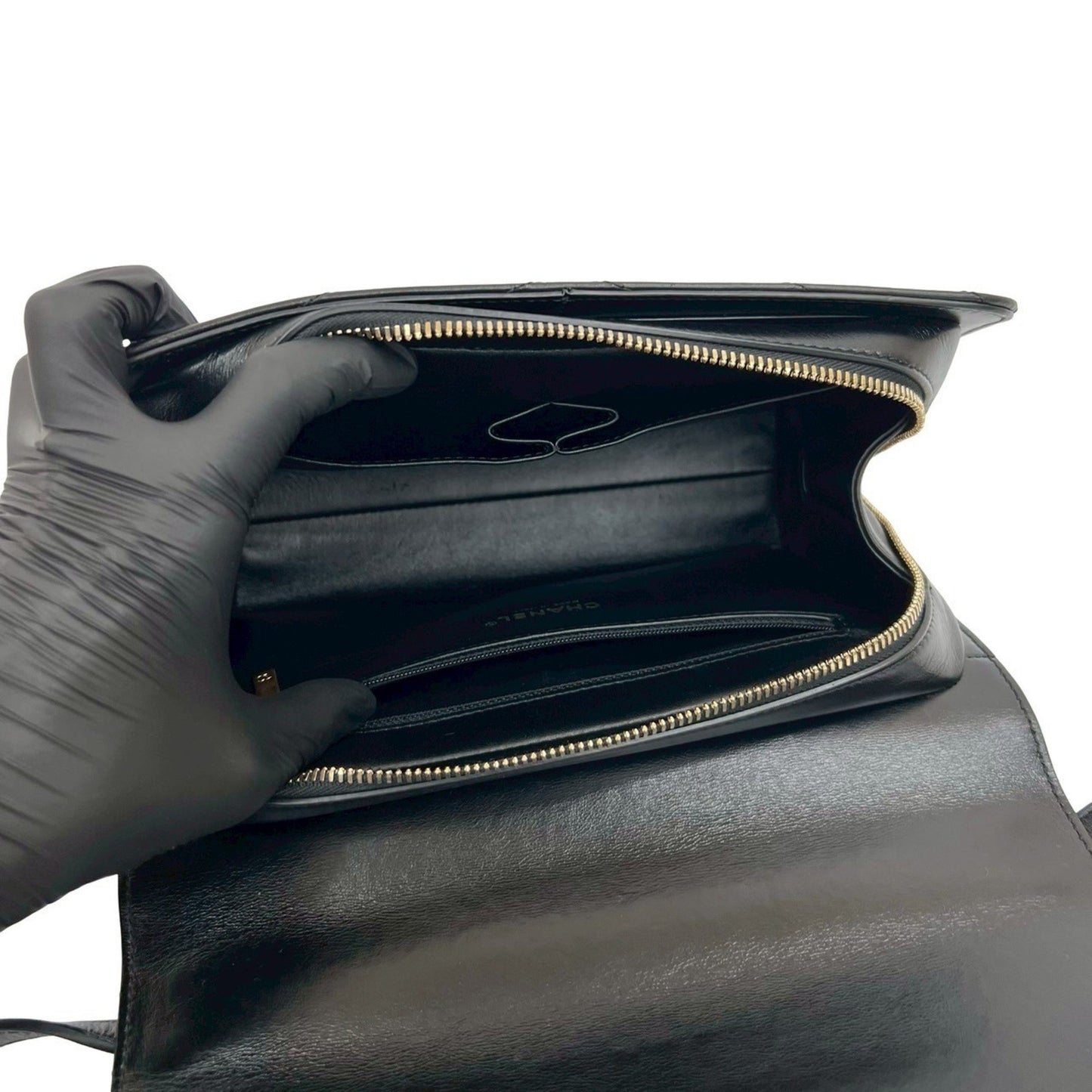 Chanel V-Stitched Coco Mark Logo Hardware Leather Shoulder Bag In Black