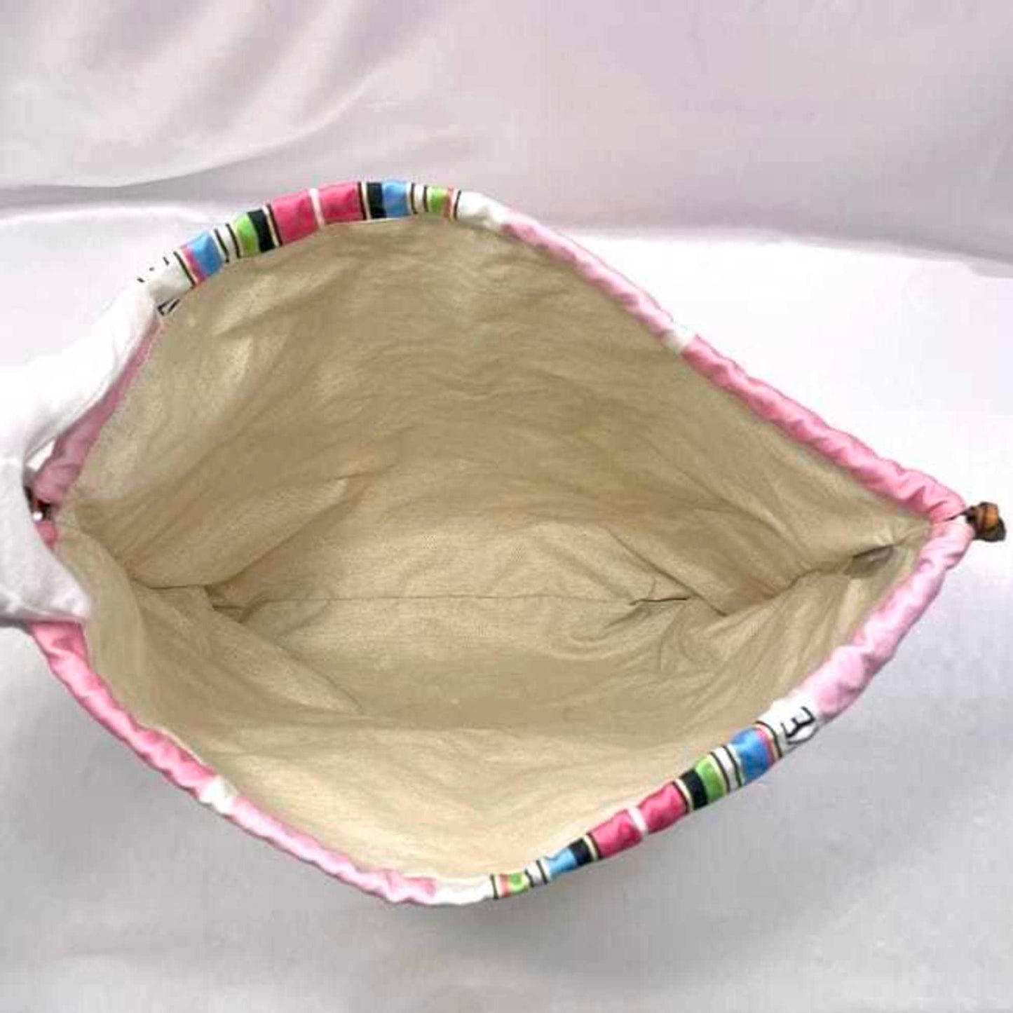 Loewe Bag Ec-22948 Pink Stripe Large Canvas Leather 691910 Clutch Pouch