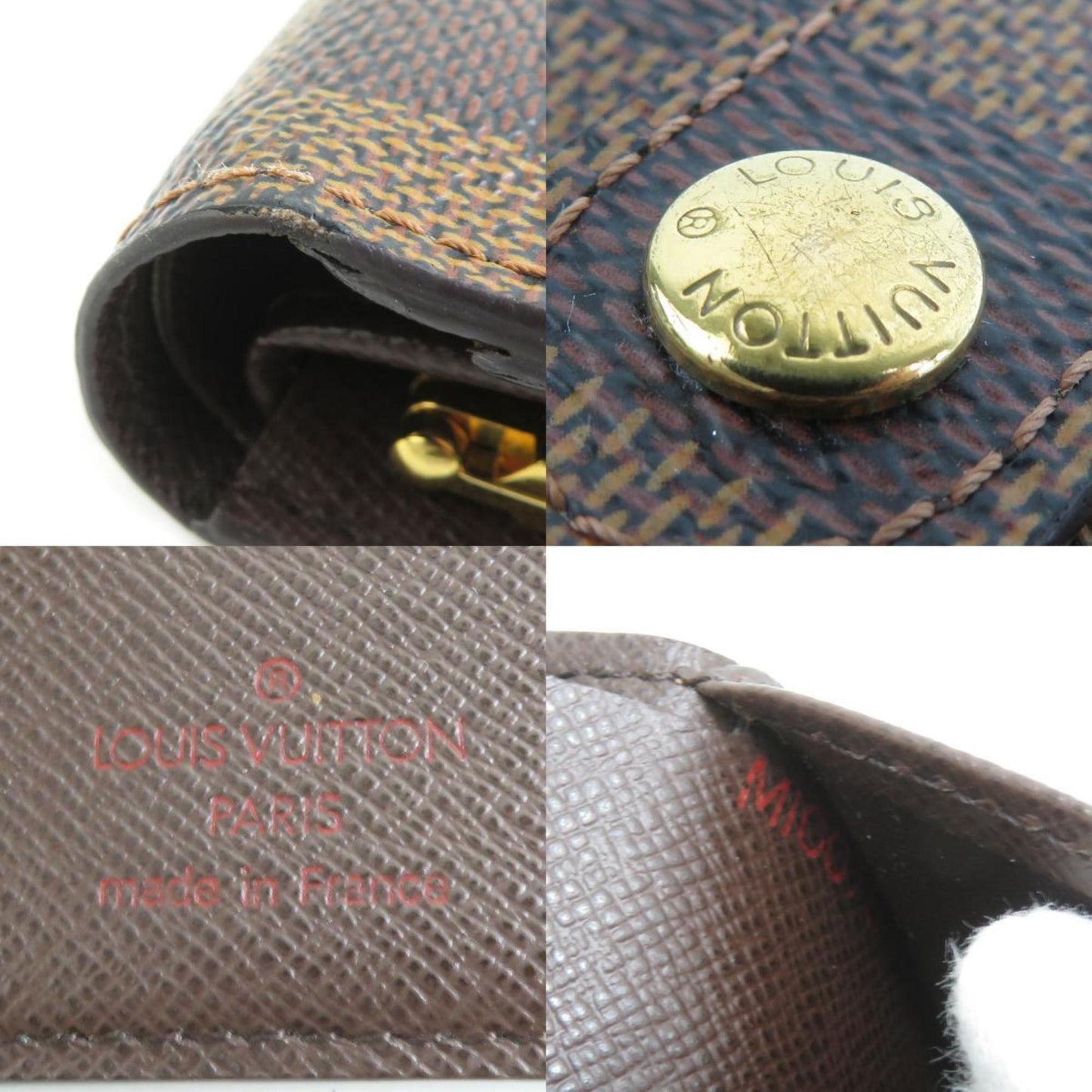 Louis Vuitton Louis Vuitton Bi-Fold Wallet Damier Portefeuille Viennois Canvas Brown Gold
