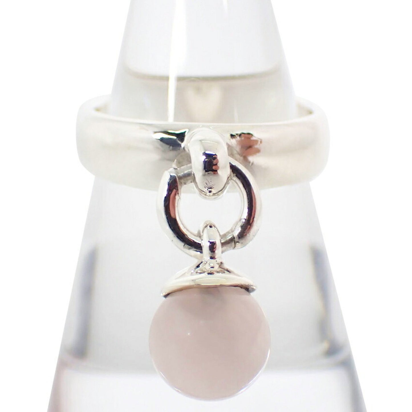 Tiffany 925 Ball Dangle Rose Quartz Ring