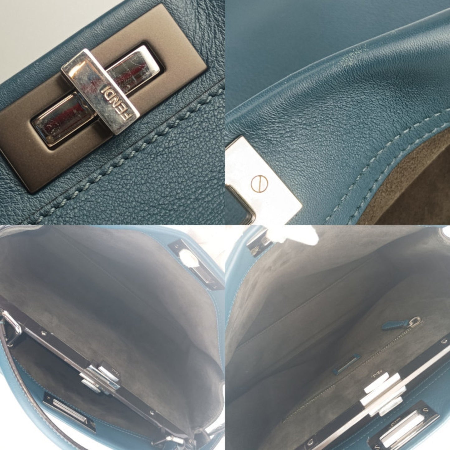 Fendi Tote Bag Peekaboo Large 8Bn210 Blue Leather