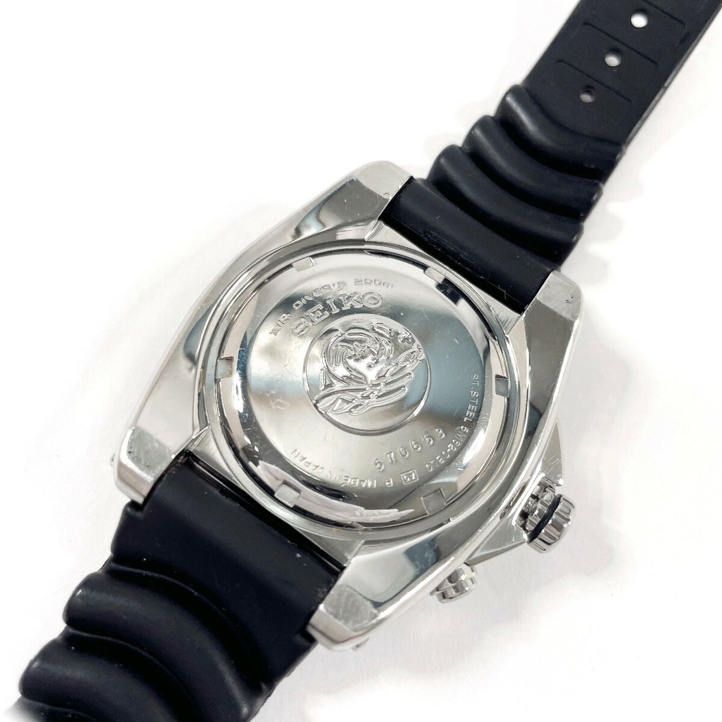 Seiko Seiko Kinetic Scuba 200M 5M62-0Blo Watch Stainless Steel/Rubber Black Automatic Dial