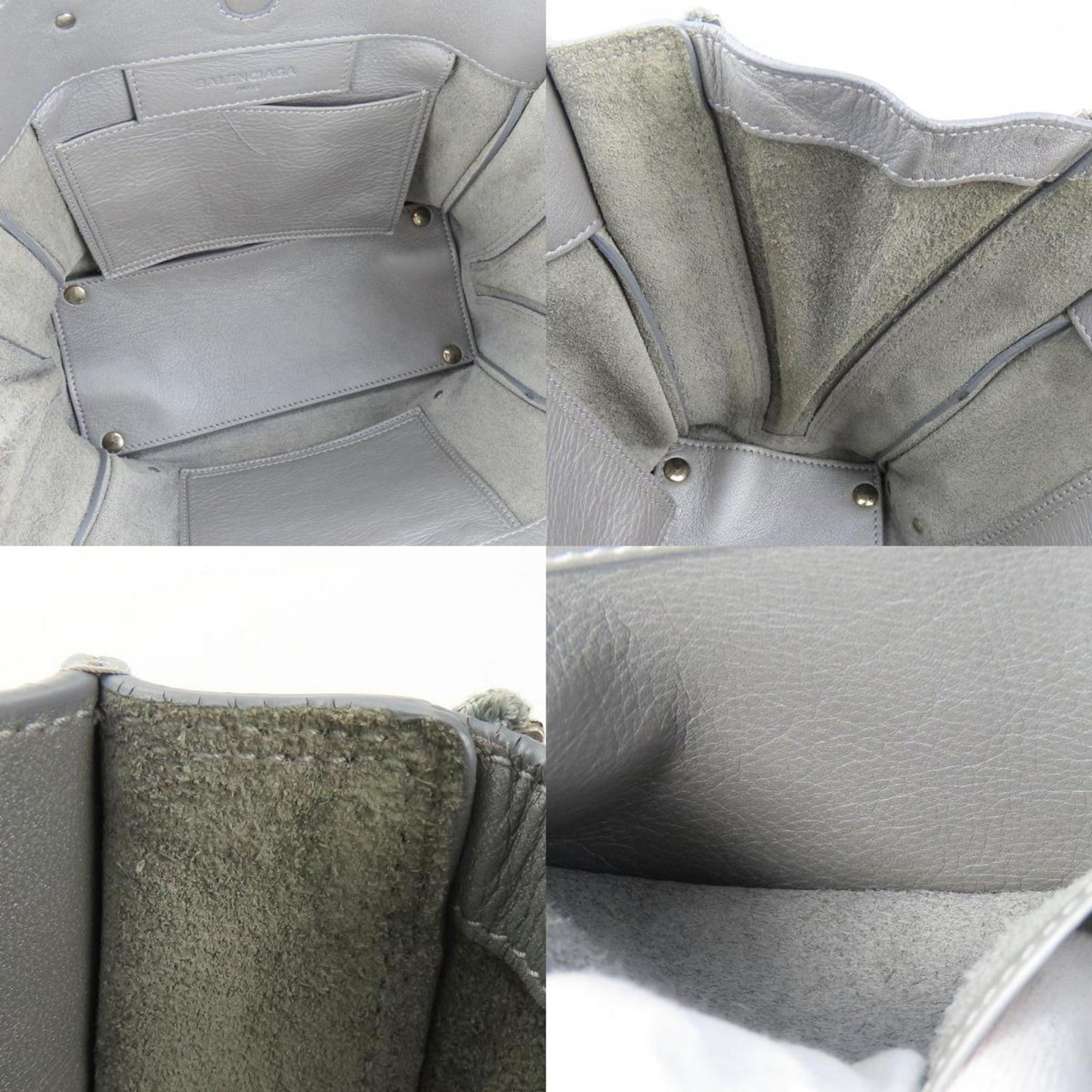 Balenciaga Paper Handbag 357333 Leather Silver Shoulder