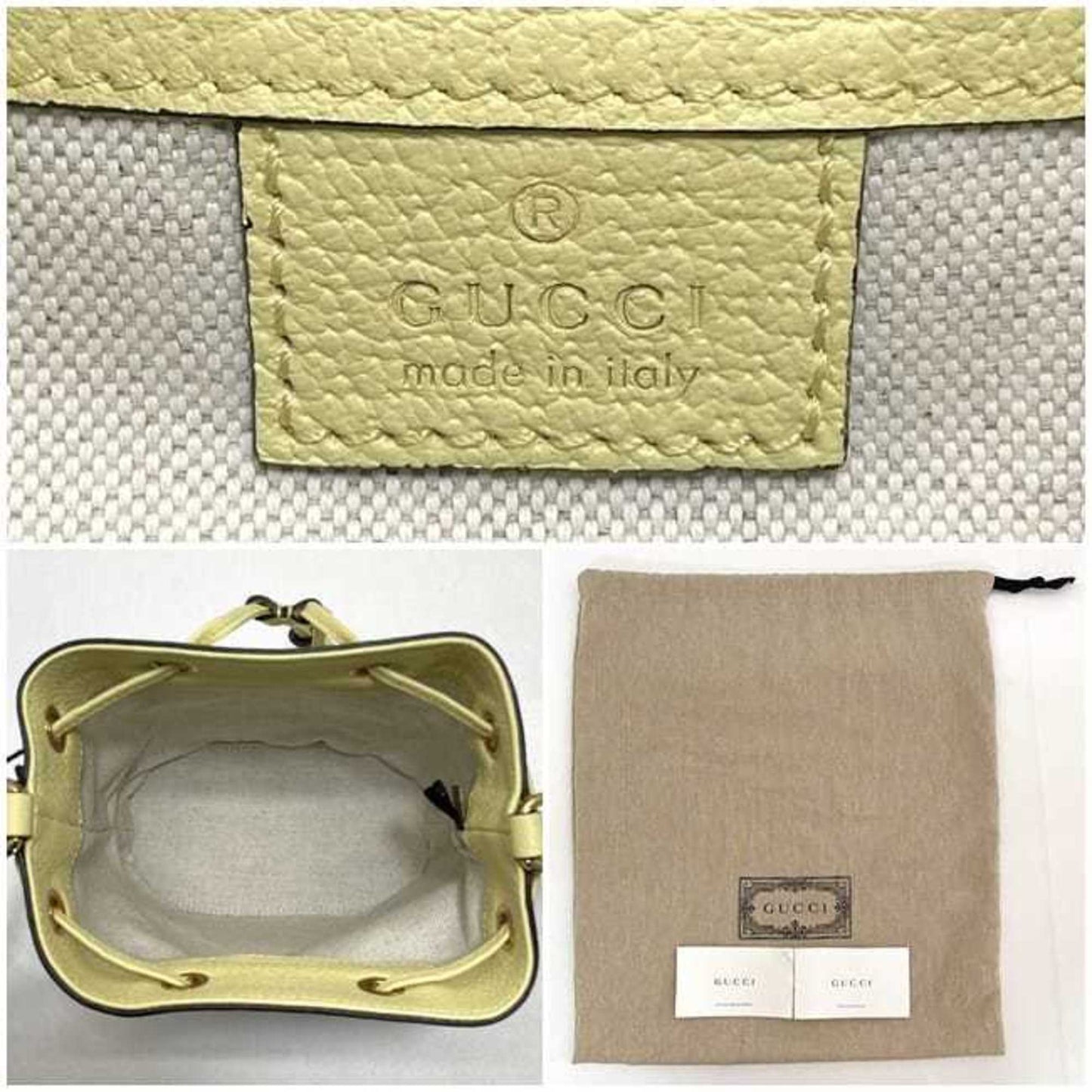 Gucci Shoulder Bag Mini Bucket F-23500 Yellow Jumbo Gg 550620 Unused Canvas Leather 498879 Gucci