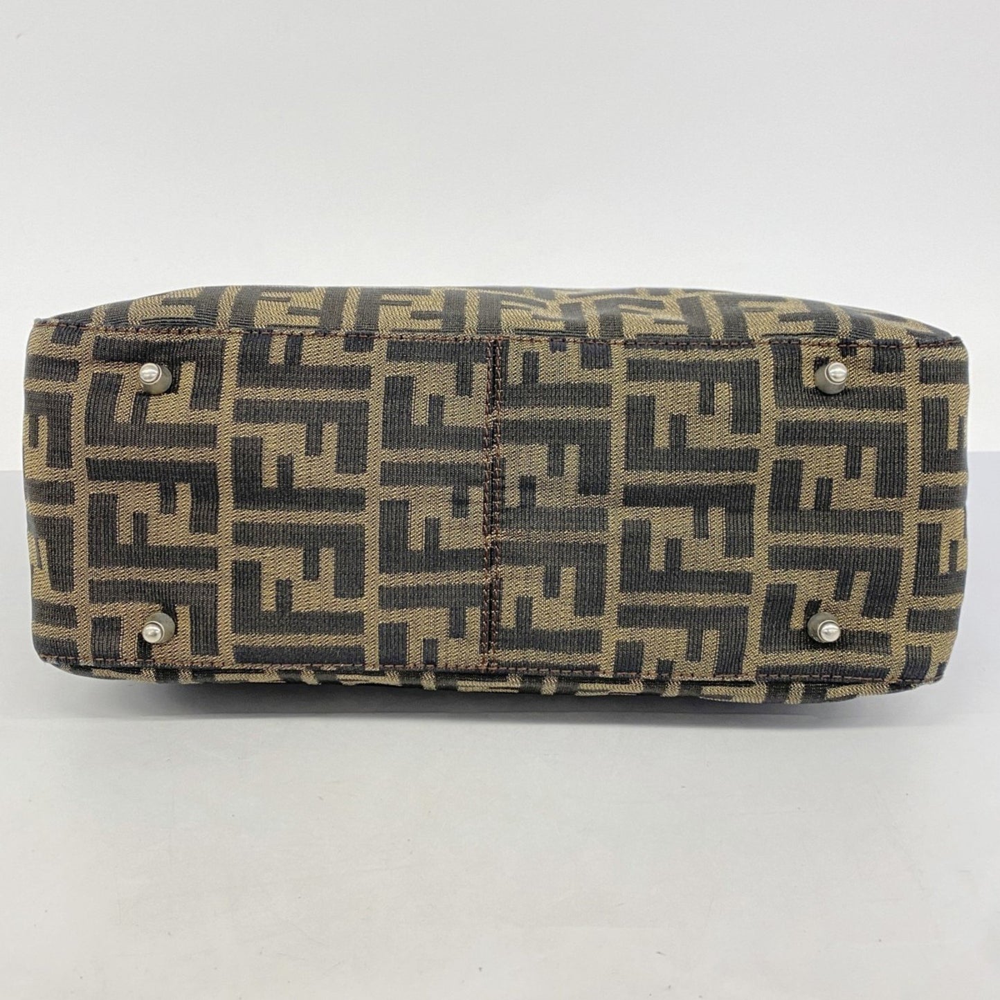 Fendi Zucca Nylon Canvas Handbag In Brown