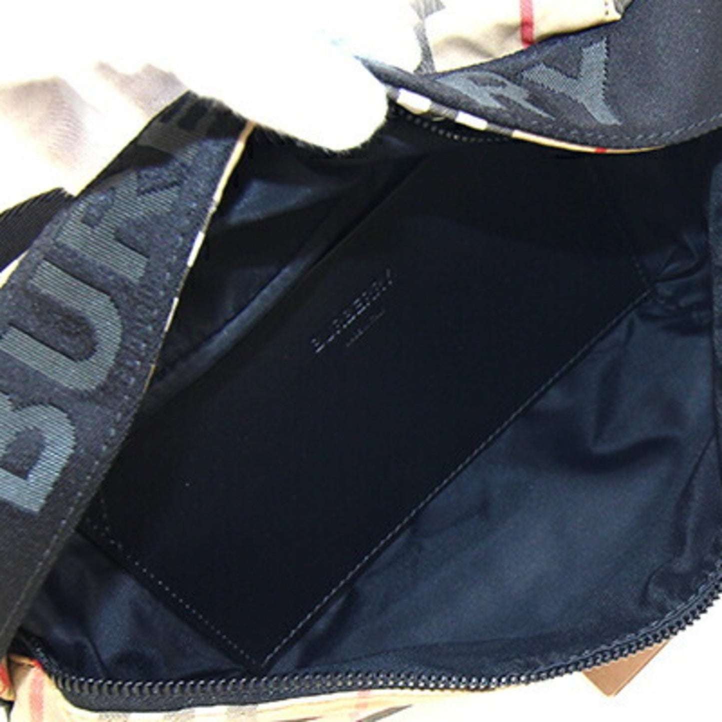 Burberry Body Bag 8014715 Beige Black Nylon Leather Check Belt Waist Burberry