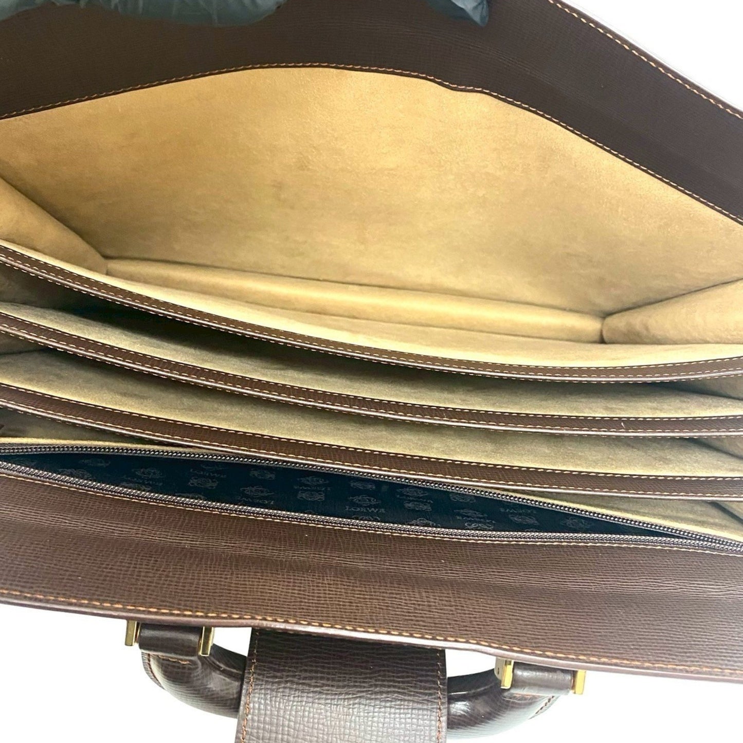 Loewe Anagram Embossed Logo Leather Business Briefcase Handbag