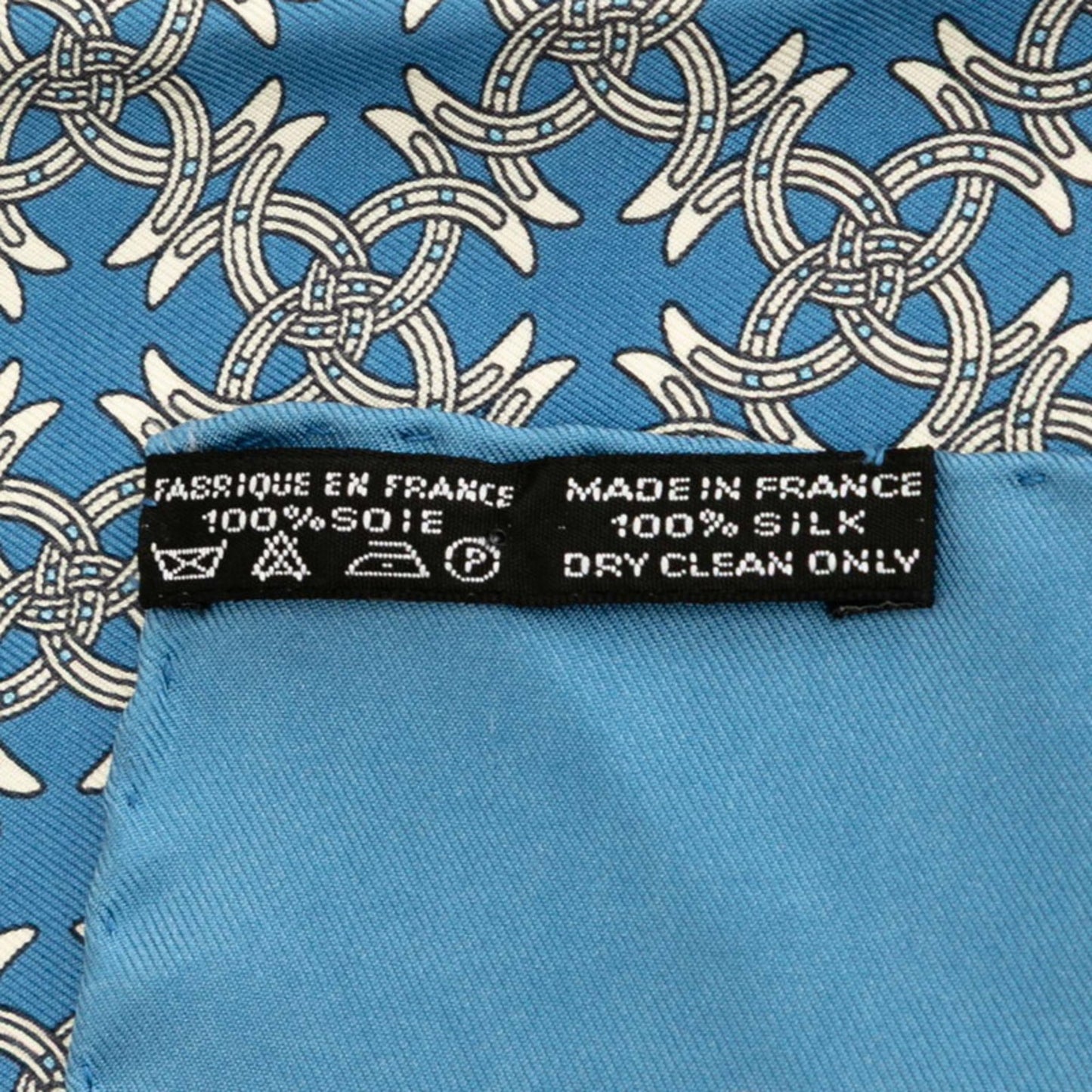 Herms Carr 45 Petit Scarf Muffler Blue White Silk