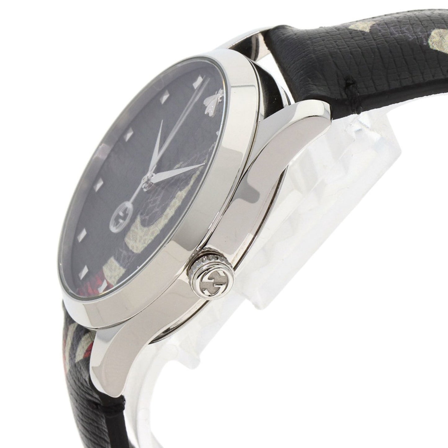 Gucci Ya1264007A G-Timeless Le March Des Merveilles Kingsnake Watch In Stainless Steel And Leather