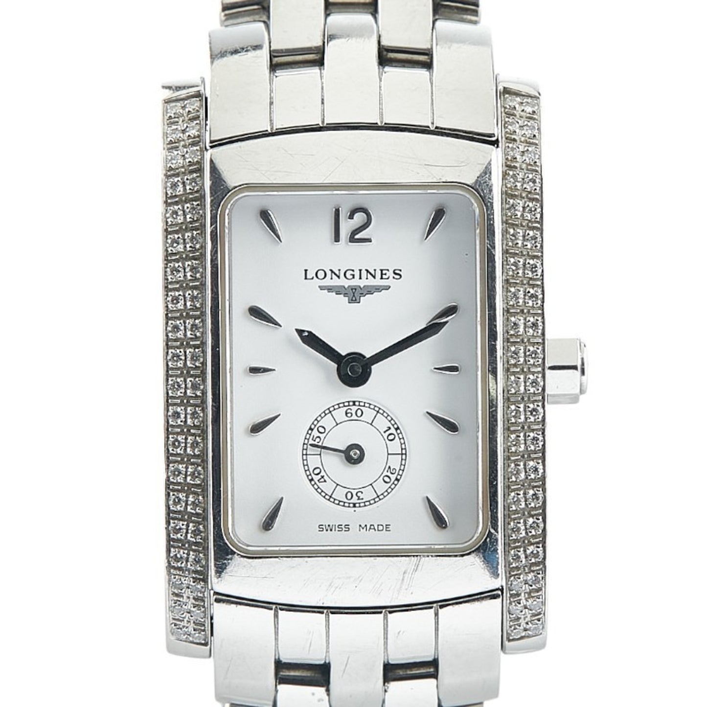 Longines Dolcevita Diamond Bezel Watch L5.155.0 Quartz White Dial Stainless Steel