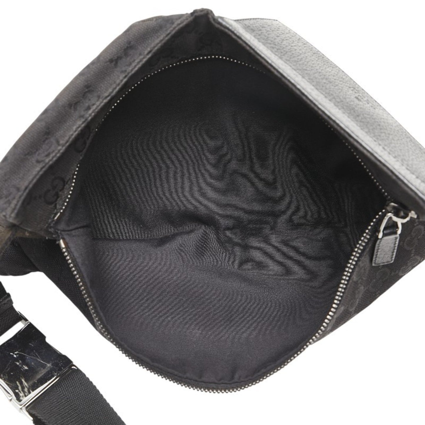 Gucci Gg Canvas Waist Bag/Body Bag 28566 Black Leather