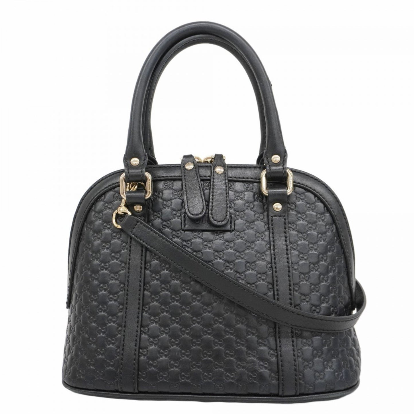 Gucci Micro Guccissima Handbag 449654 Leather Black Champagne