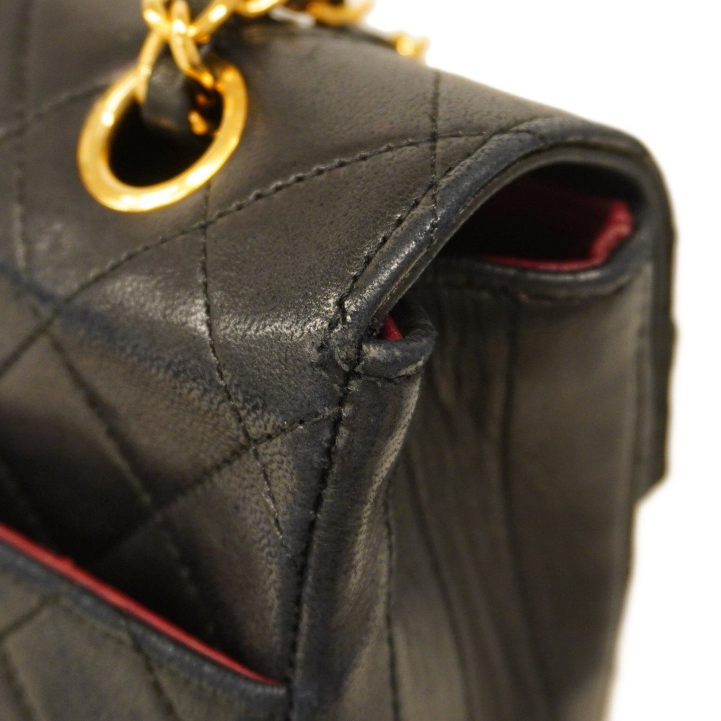 Chanel Shoulder Bag Matelasse W Chain Lambskin Black