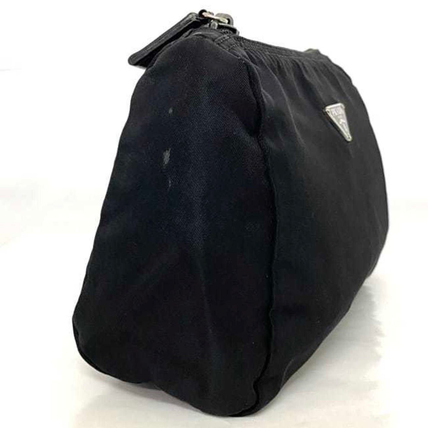 Prada Pouch Ec-22538 Black Nero Vela Mv11 Nylon 85 Prada Triangle Plate