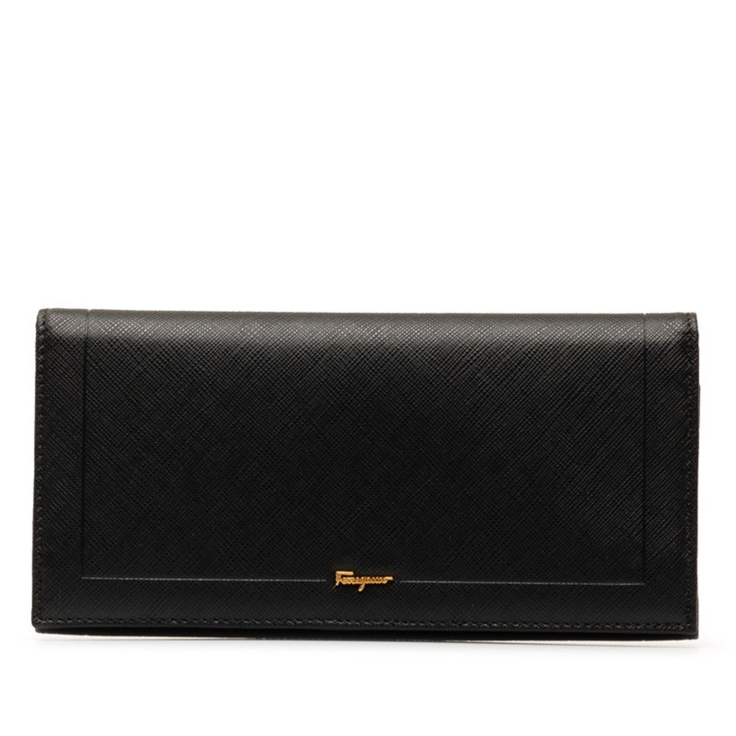 Salvatore Ferragamo Long Wallet Black Leather