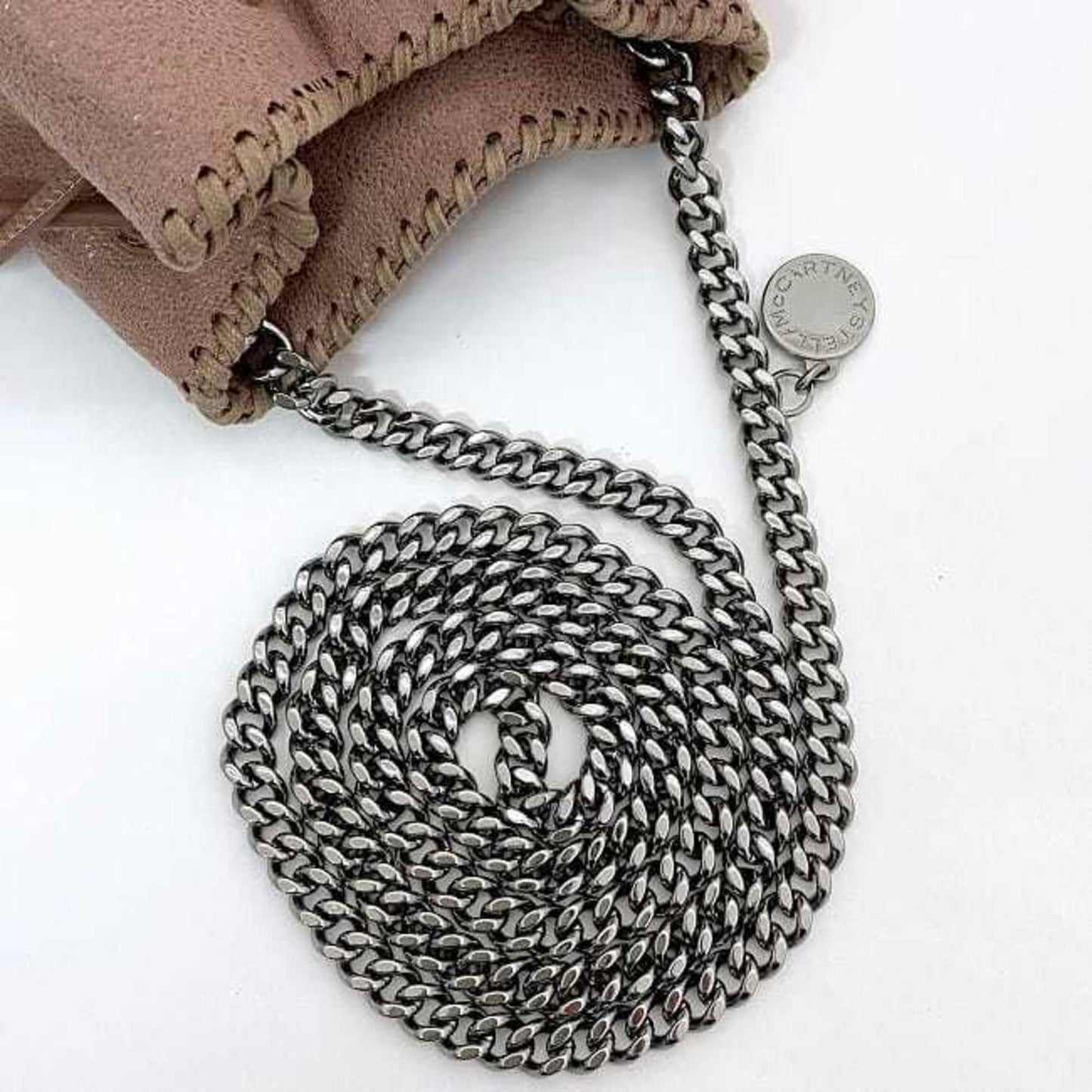 Stella Mccartney Chain Shoulder Bag F-22278 Beige Pink Falabella 700204 W9132 Faux Leather Stella