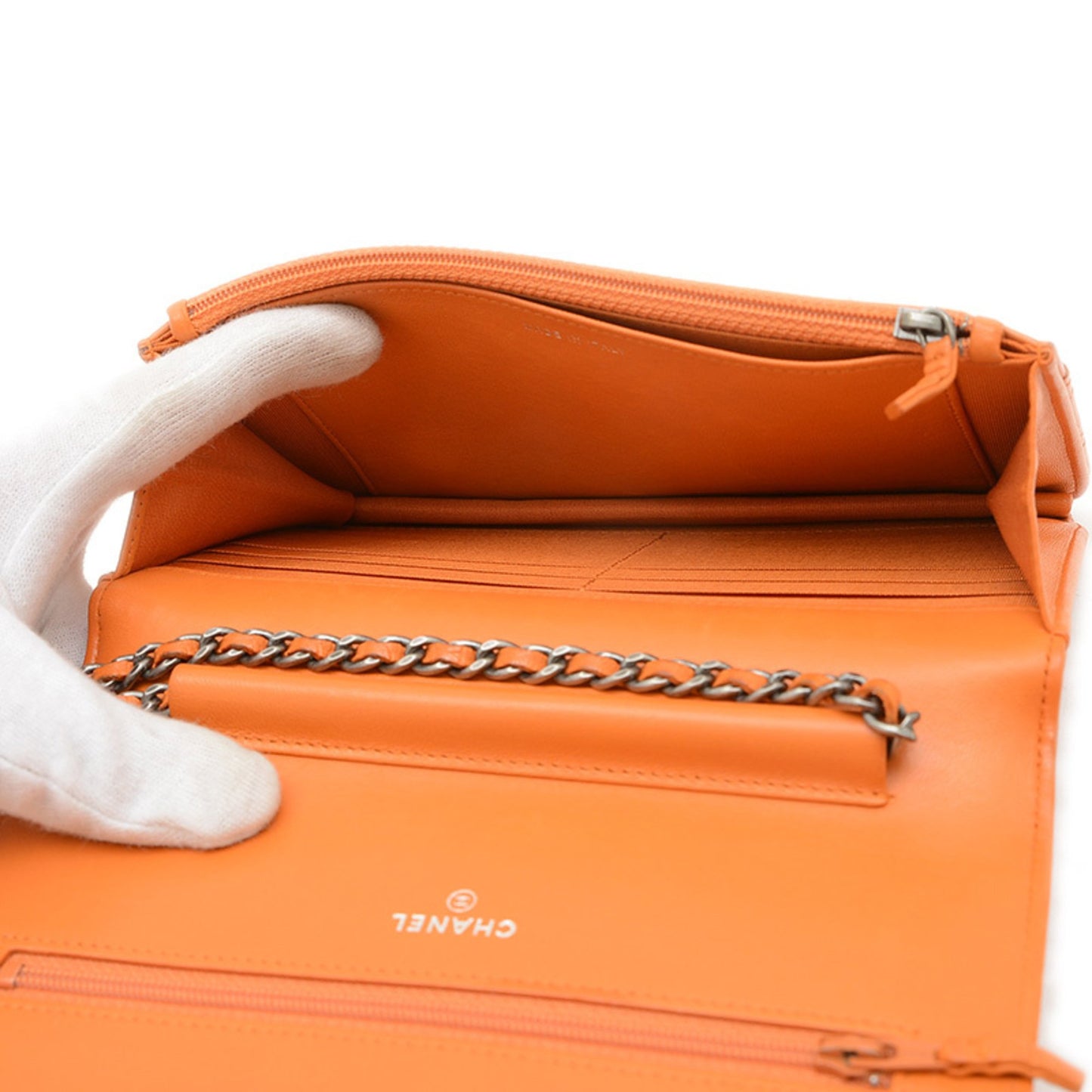 Chanel Boy Chain Wallet Long Lambskin Orange