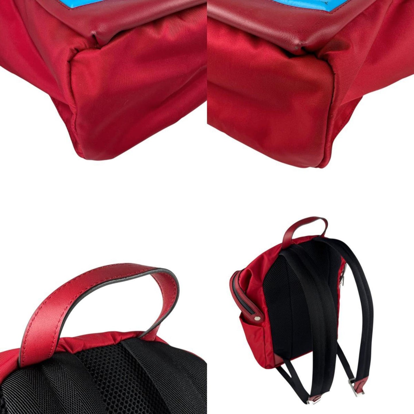 Fendi Backpack Nylon Leather Red X Yellow Blue