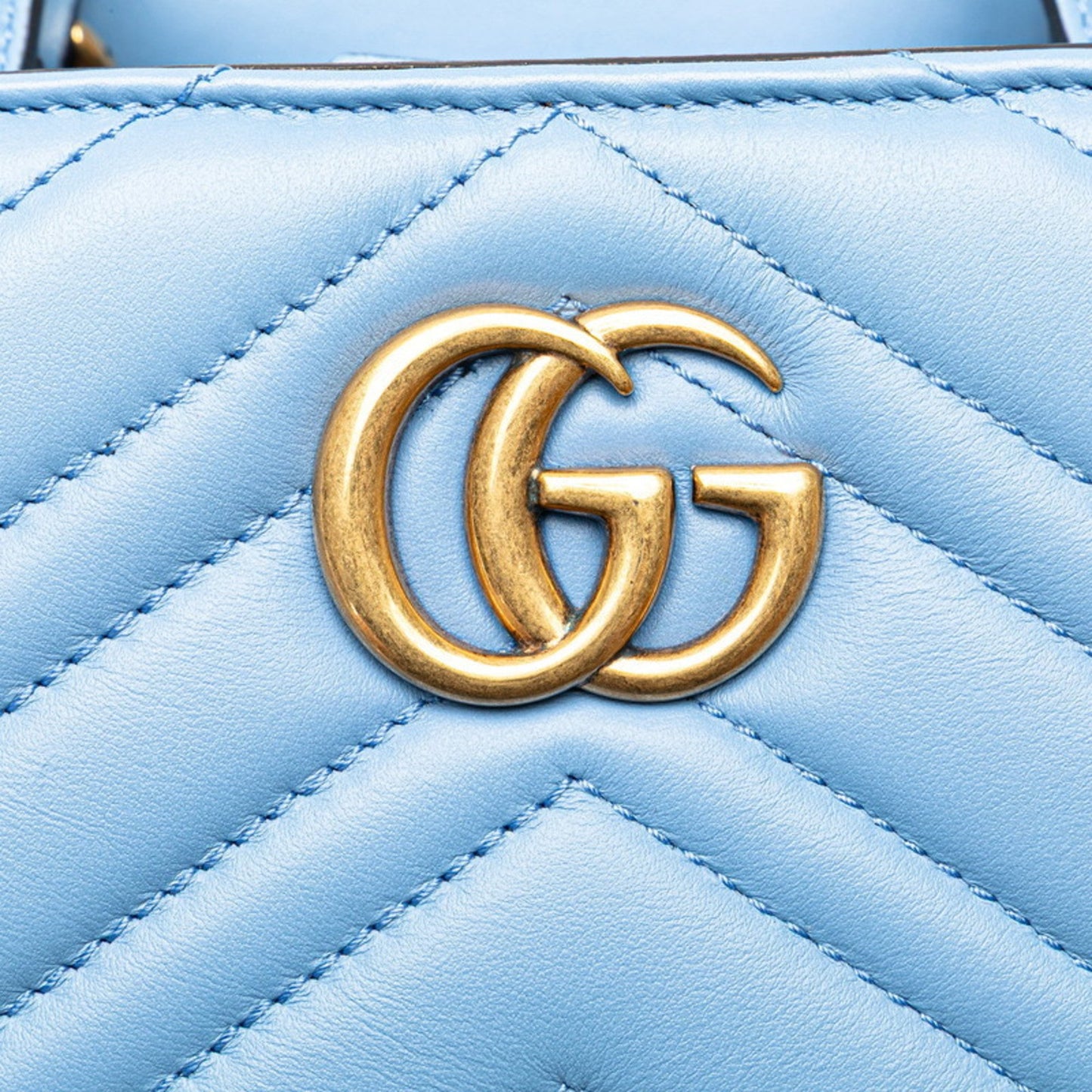 Gucci Gg Marmont 2-Way Handbag/Shoulder Bag 448054 Blue Leather