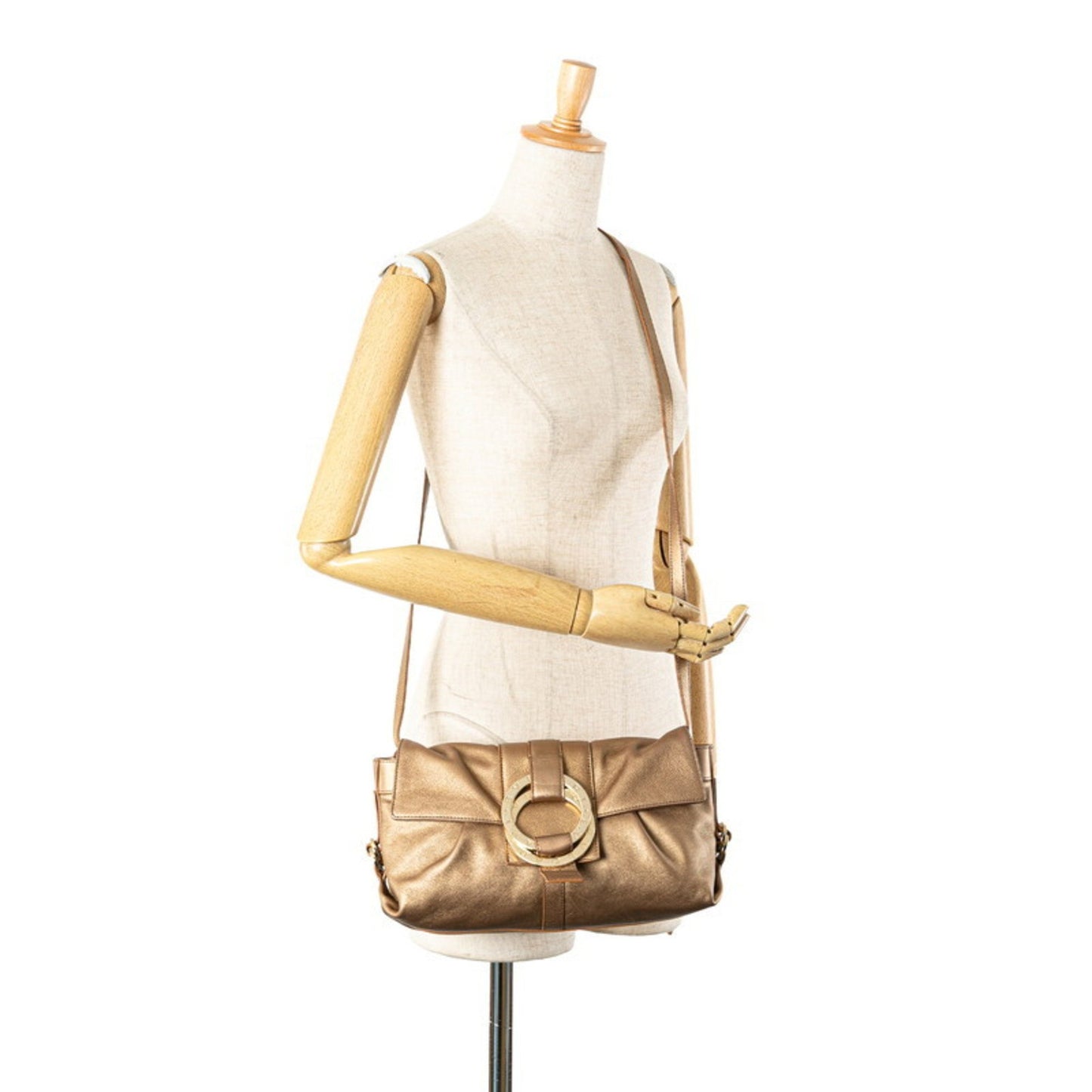 Bvlgari Chandra Crossbody Shoulder Bag In Gold Leather