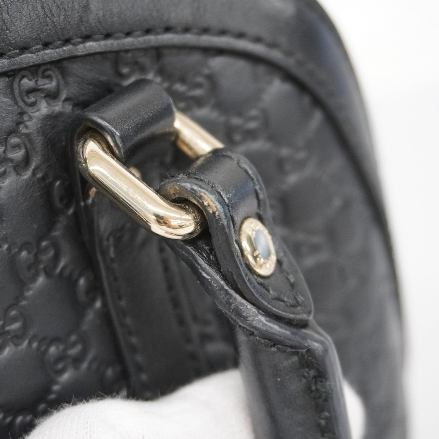 Gucci Micro Guccissima Handbag 449654 Leather Black Champagne
