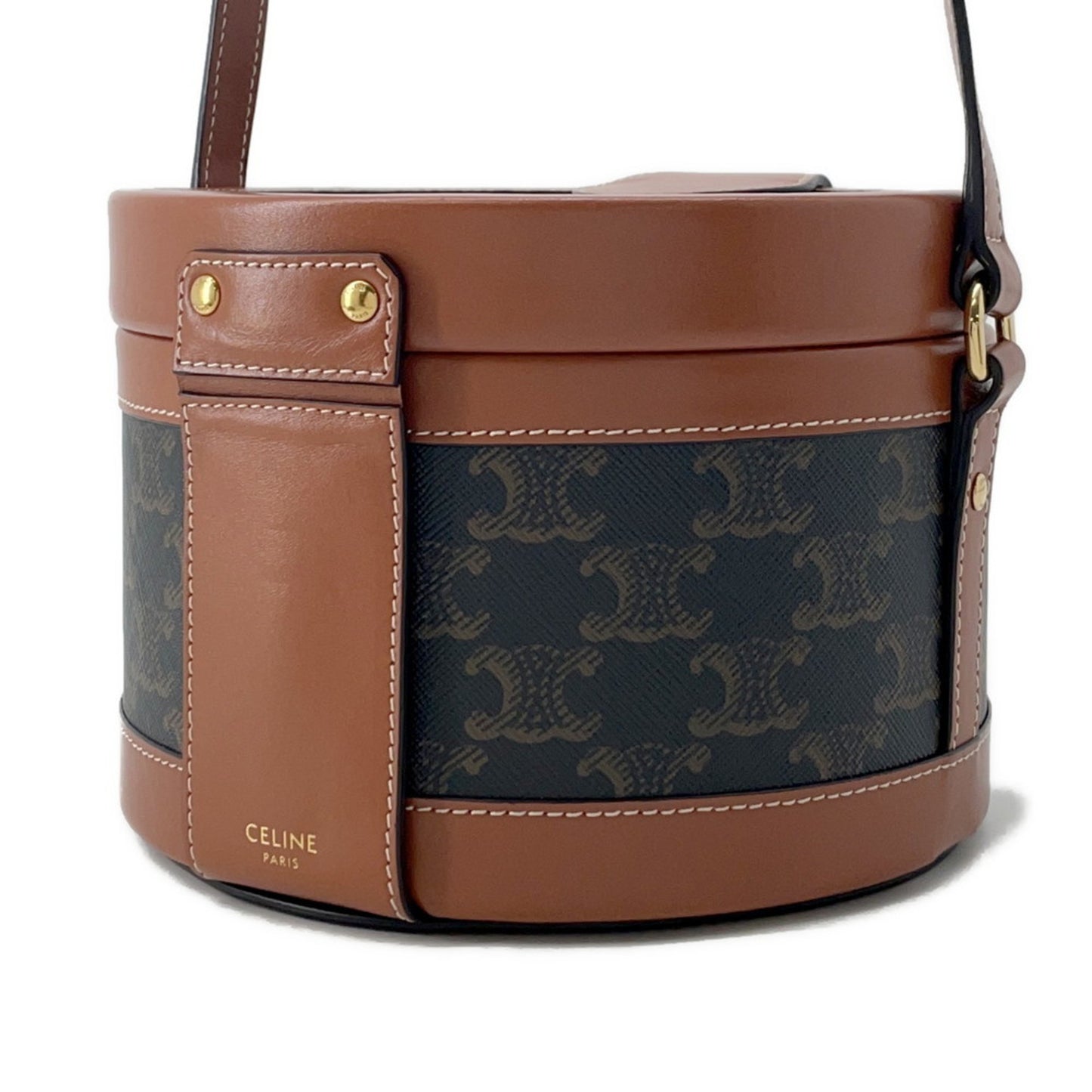 Celine Shoulder Bag Triomphe Tambour Vanity Leather Medium 195192 Celine Bags