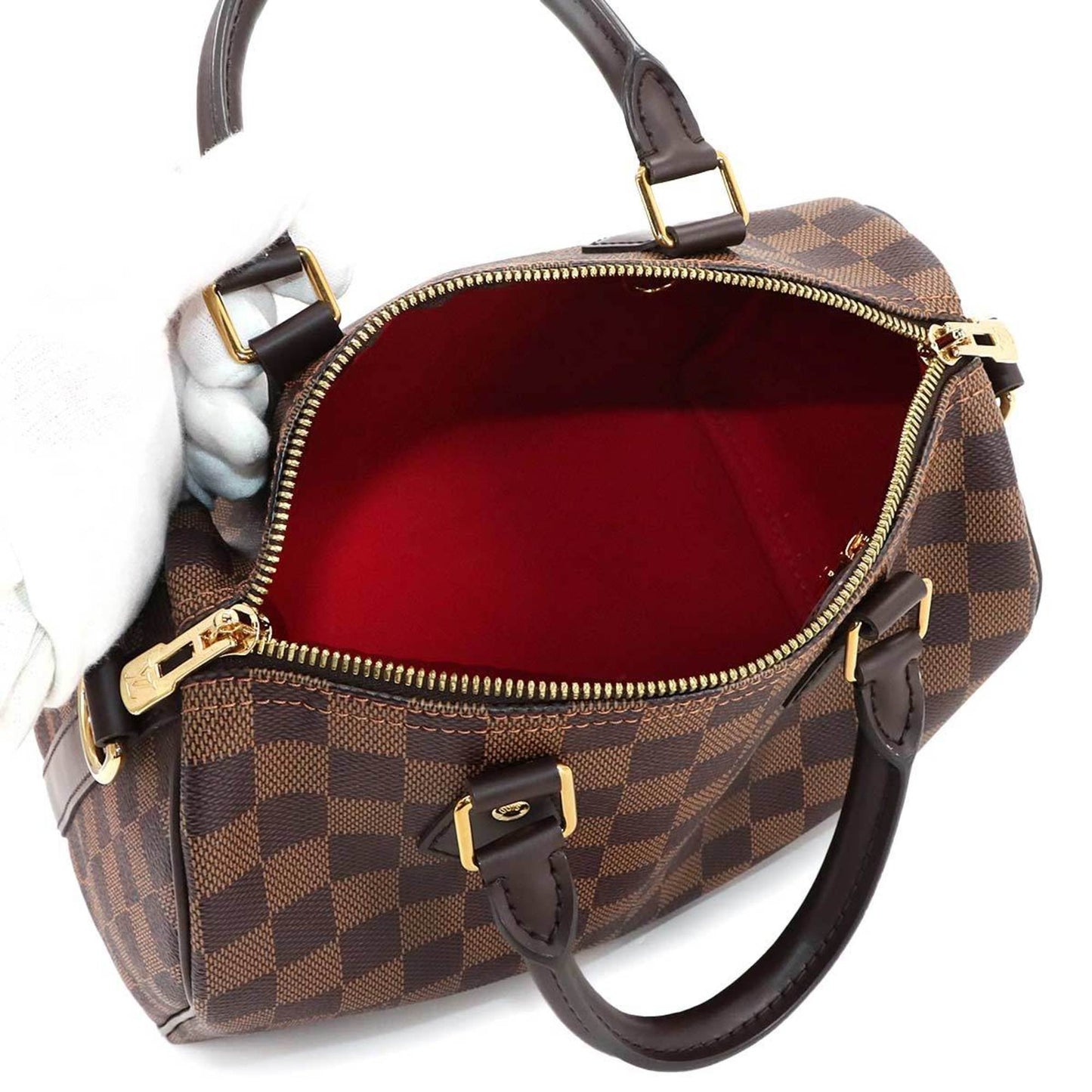 Louis Vuitton Damier Speedy Bandouliere 25 2-Way Ebene Handbag N41368 Rfid