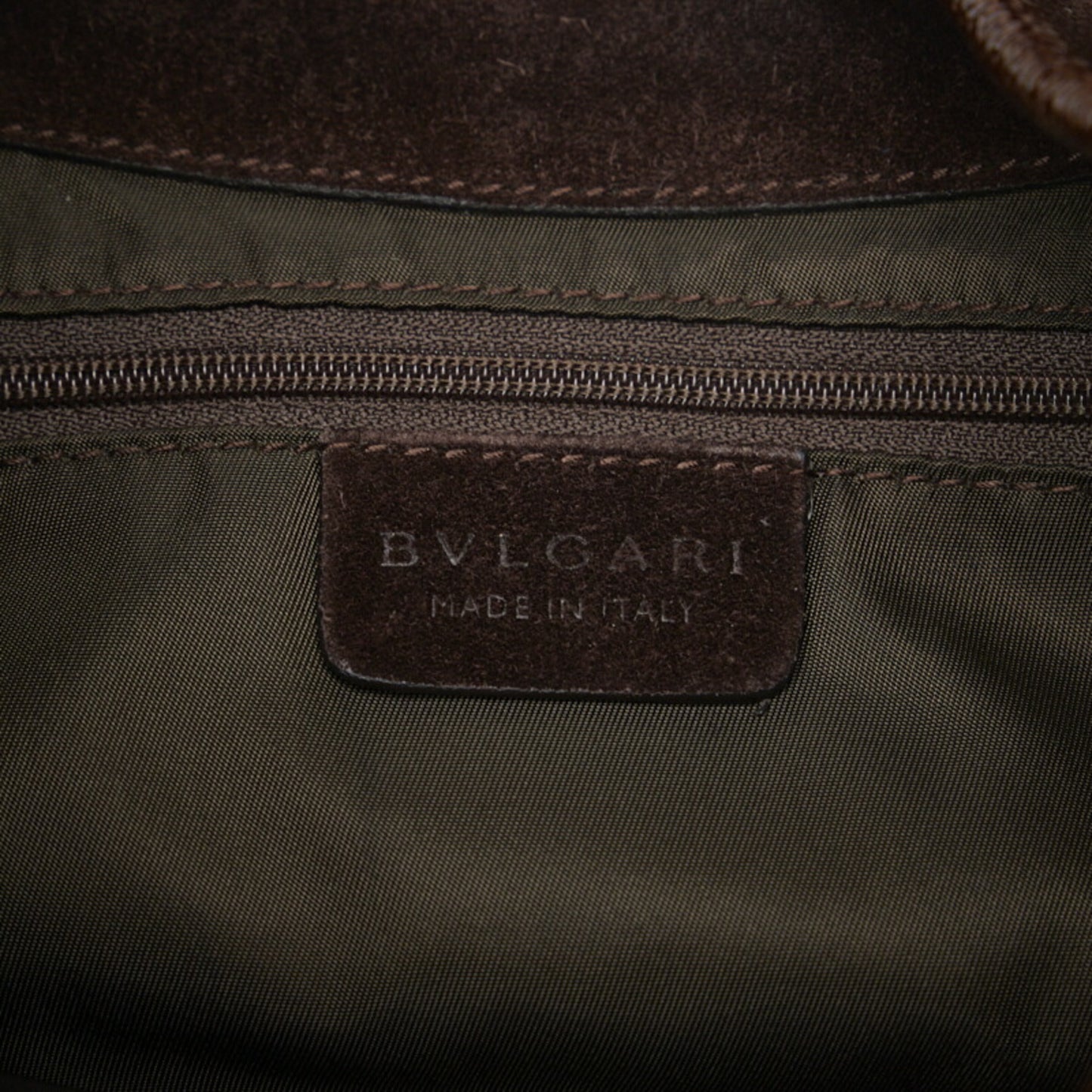 Bvlgari One Shoulder Bag Brown Canvas Leather