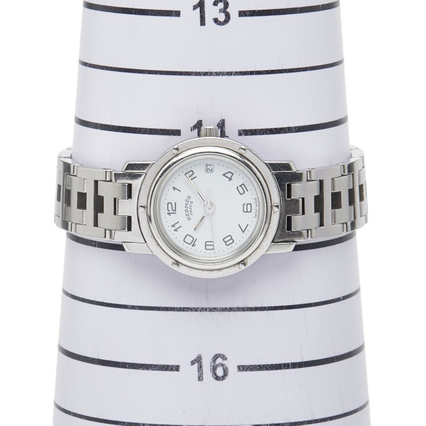 Herms Clipper Watch Cl4.210 Quartz White Dial Stainless Steel