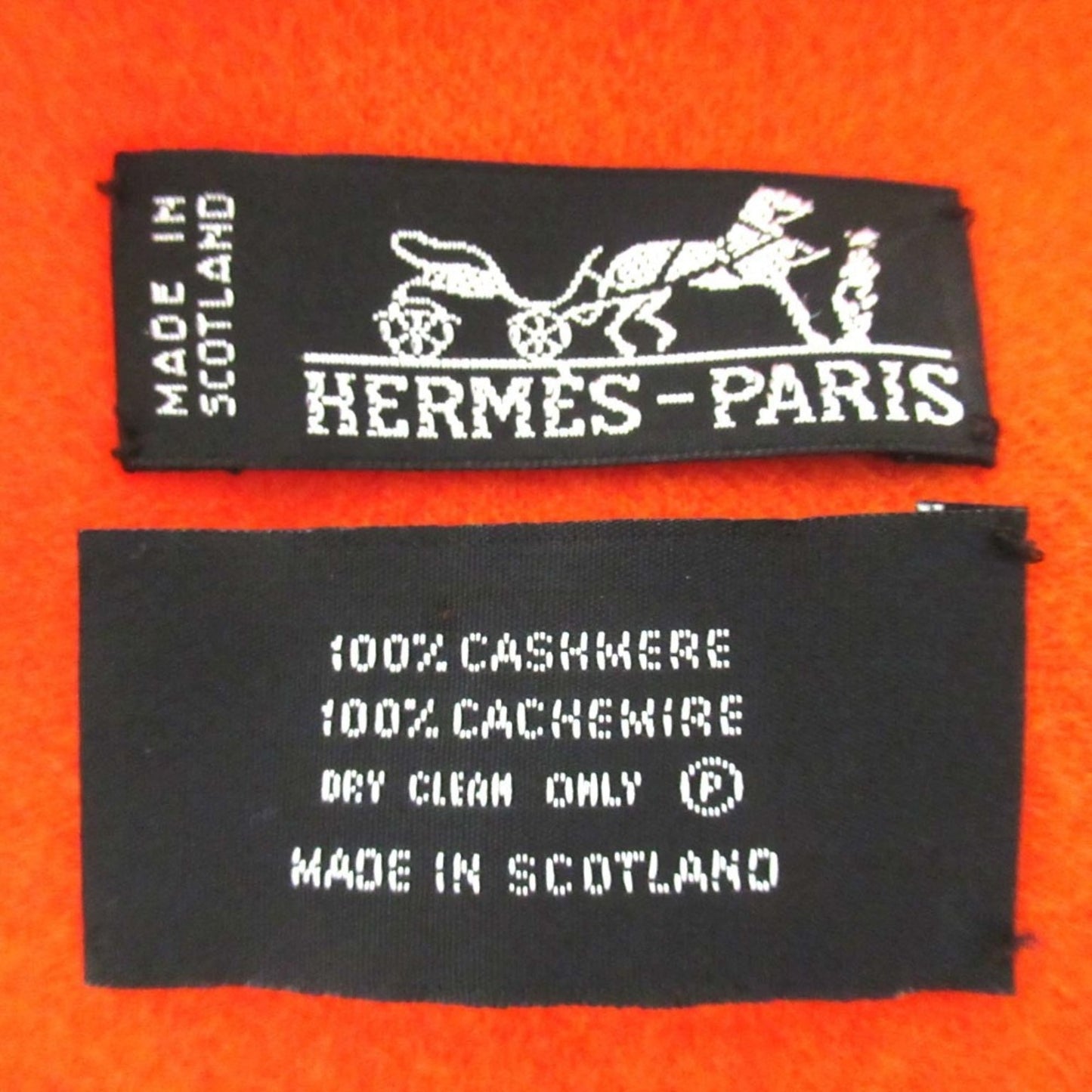 Hermes 100% Cashmere Fringe Stole/Scarf Shawl Orange