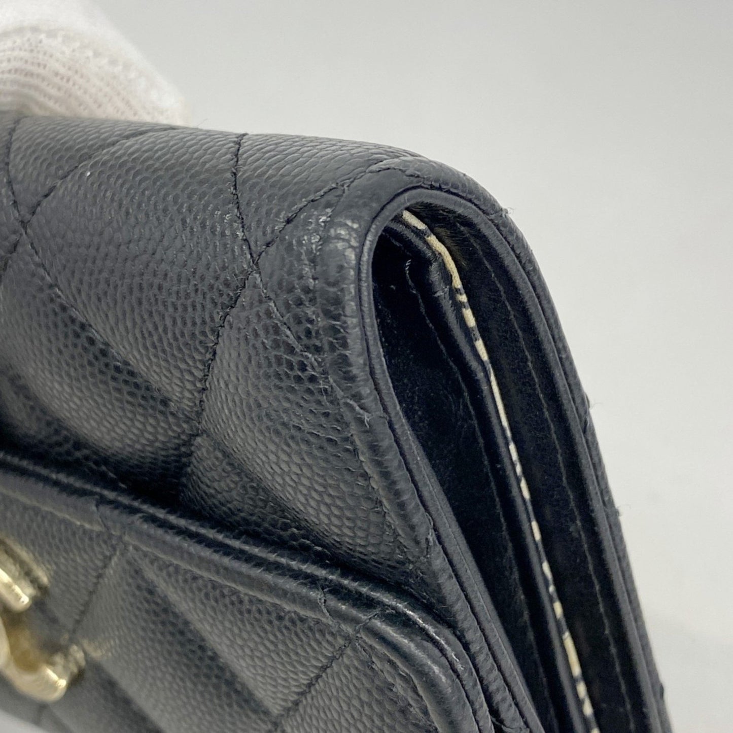 Chanel Matelasse Tri-Fold Wallet In Caviar Leather