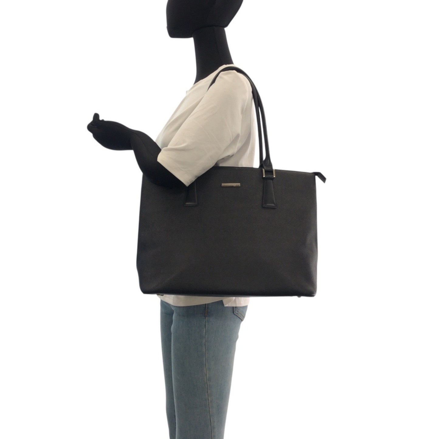 Burberry Nova Check Black Tote Bag With Silver Hardware