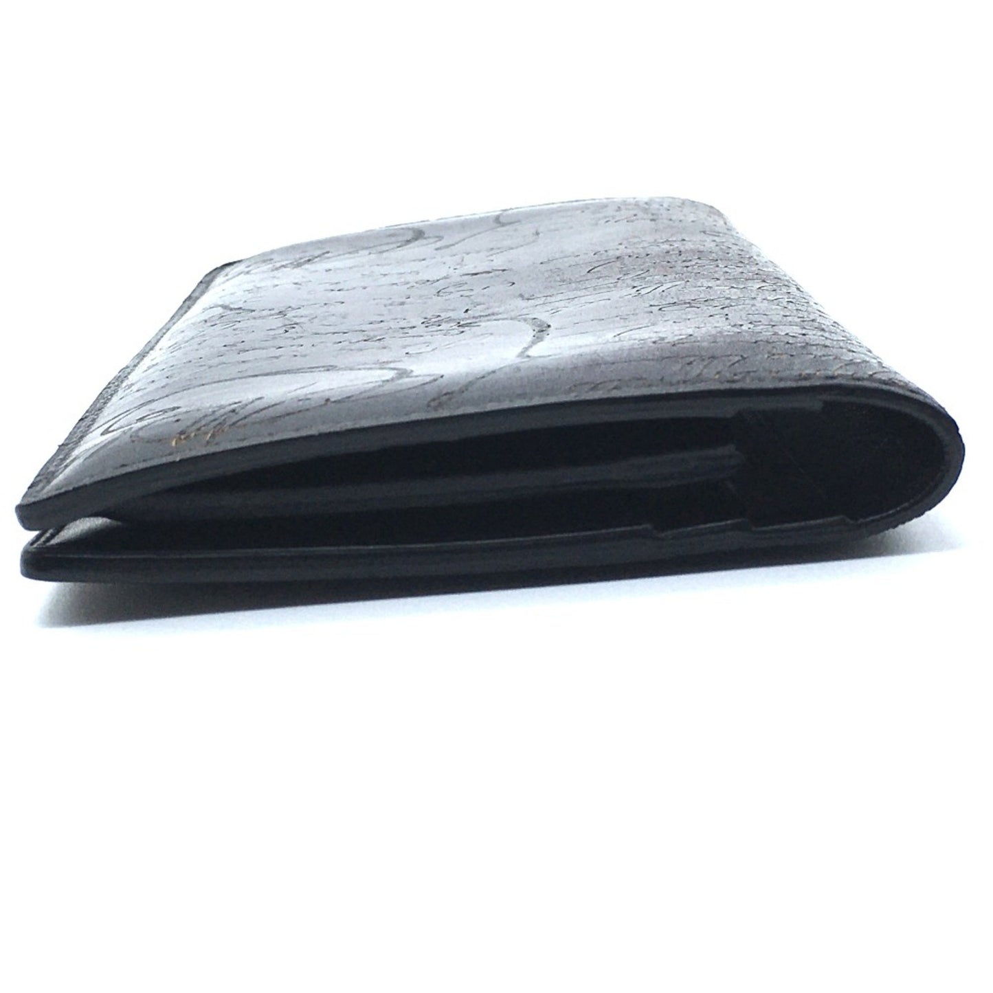 Berlutti Calligraphy Long Wallet Leather Accessory Long Wallet Folded Wallet Purple Dark Purple