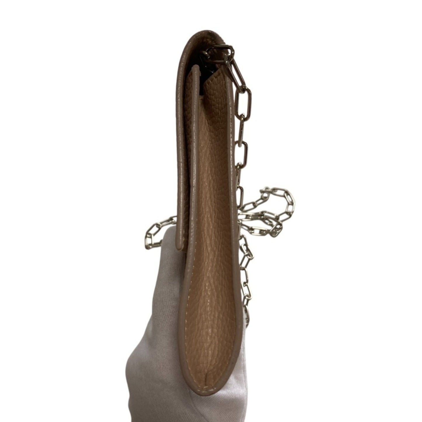 Maison Margiela Mm6 Grained Leather Chain Shoulder Bag In Pink Beige