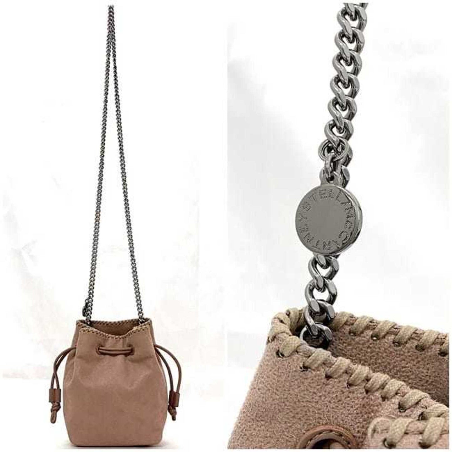Stella Mccartney Chain Shoulder Bag F-22278 Beige Pink Falabella 700204 W9132 Faux Leather Stella