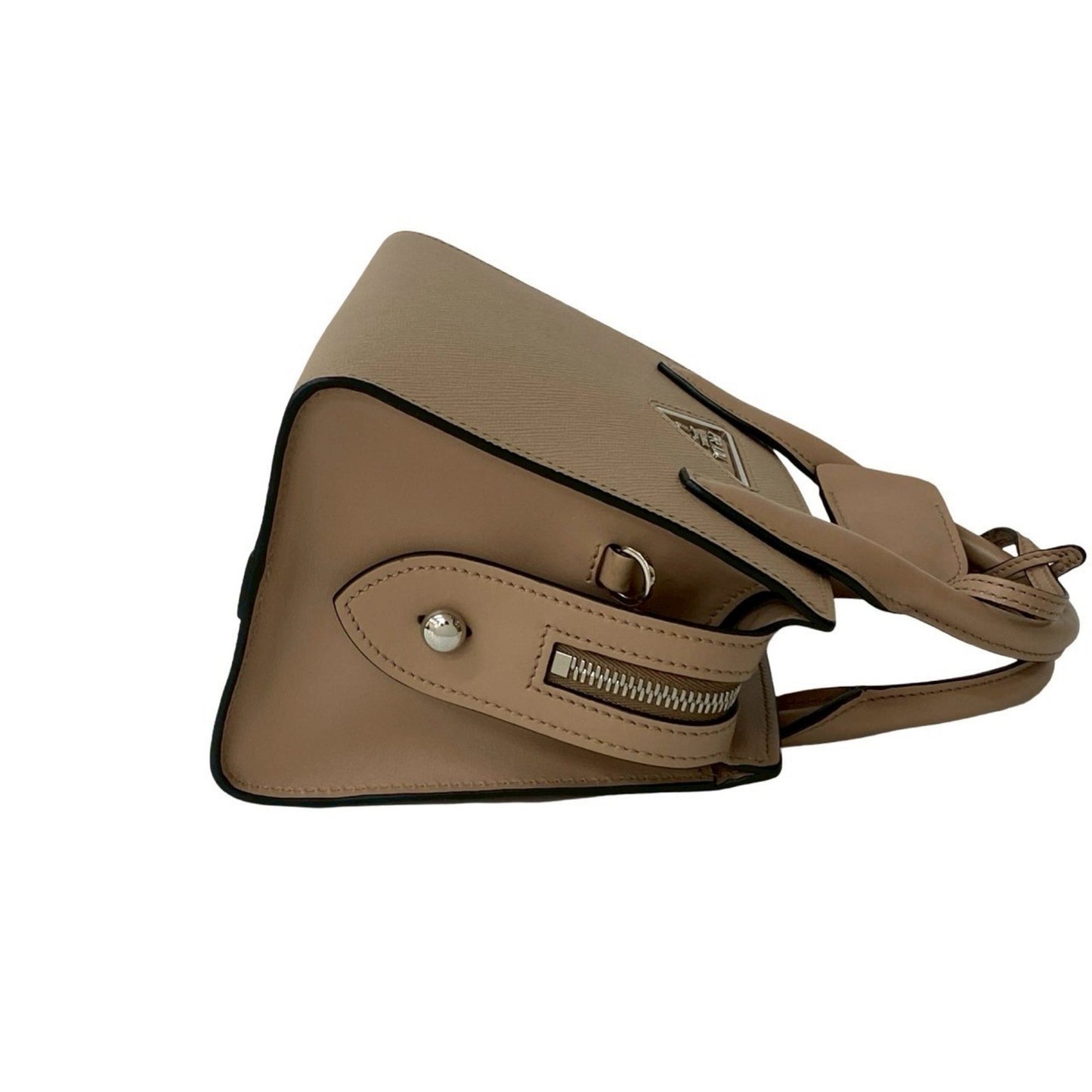 Prada Kristen Triangle Logo Hardware Saffiano Leather 2-Way Handbag/Shoulder Bag Beige 45339