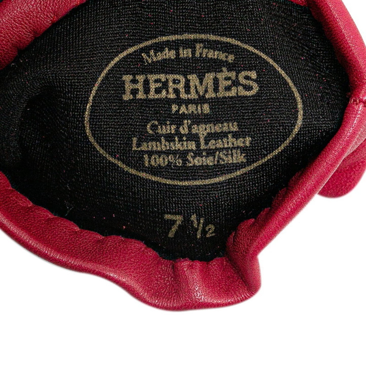 Hermes Stitch Gloves Size: 7 1/2 Wine Red Pink Leather