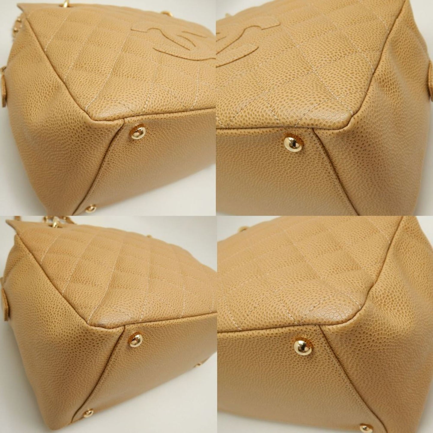 Chanel Chanel Chain Tote Bag A18004 Caviar Skin Camel 252569