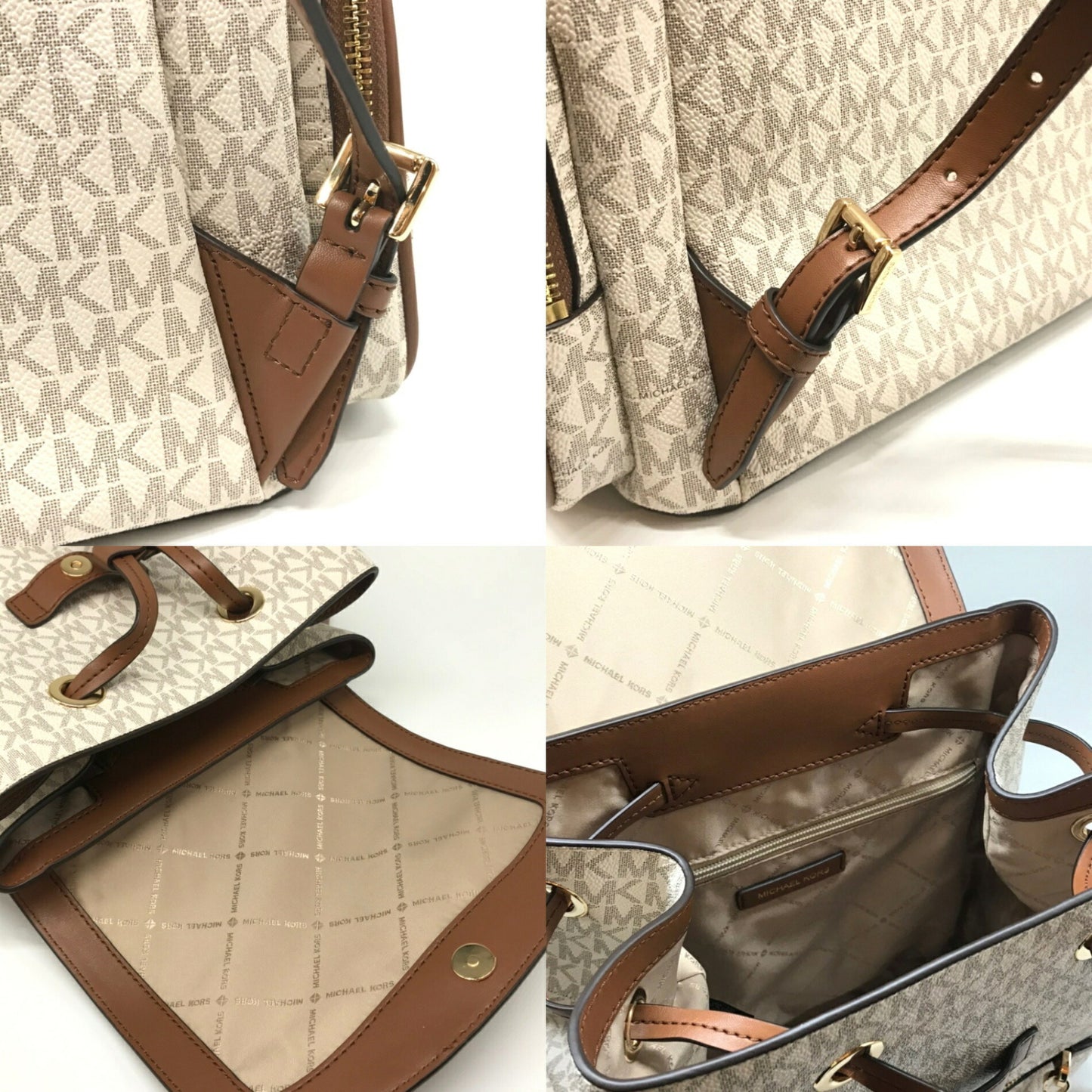 Michael Kors Chain Backpack Brown X Ivory Jet Set Item 35T1Gttb3B Michael Kors