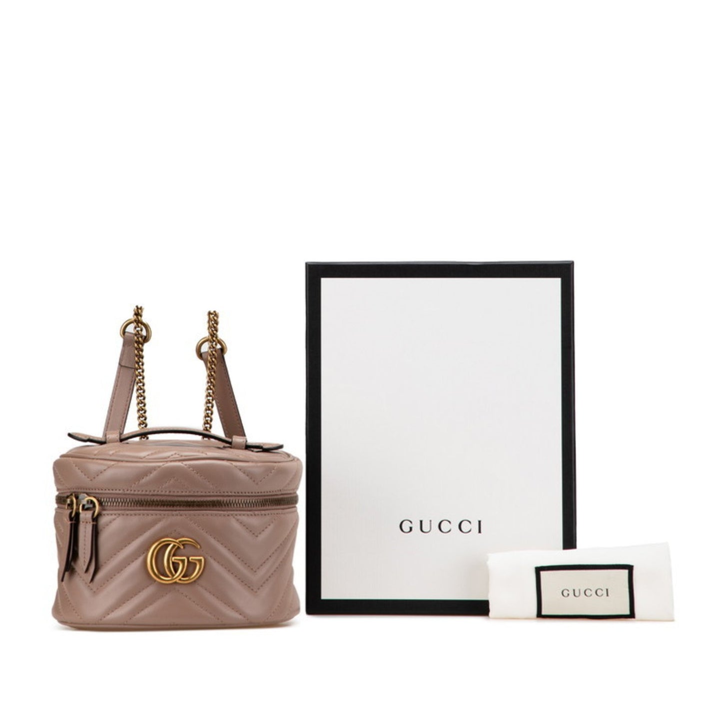 Gucci Gg Marmont Vanity Backpack 598594 Pink Beige Leather
