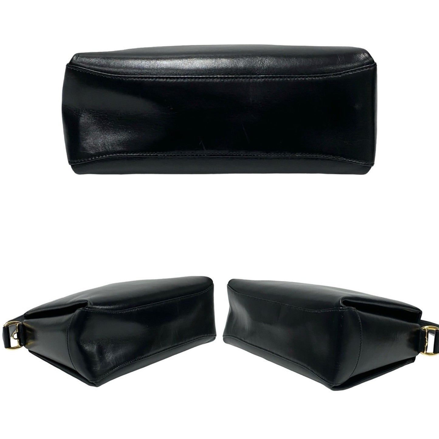 Gucci Old Gucci Vintage Bamboo Calf Leather 2-Way Handbag/Shoulder Bag Black 845-1