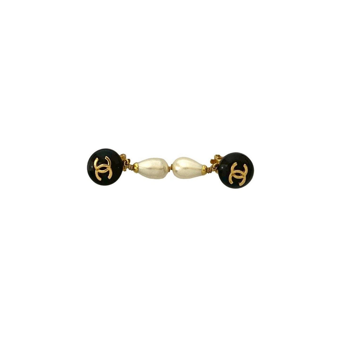 96P Chanel Vintage Coco Mark Faux Pearl Earrings And Ear Cuff